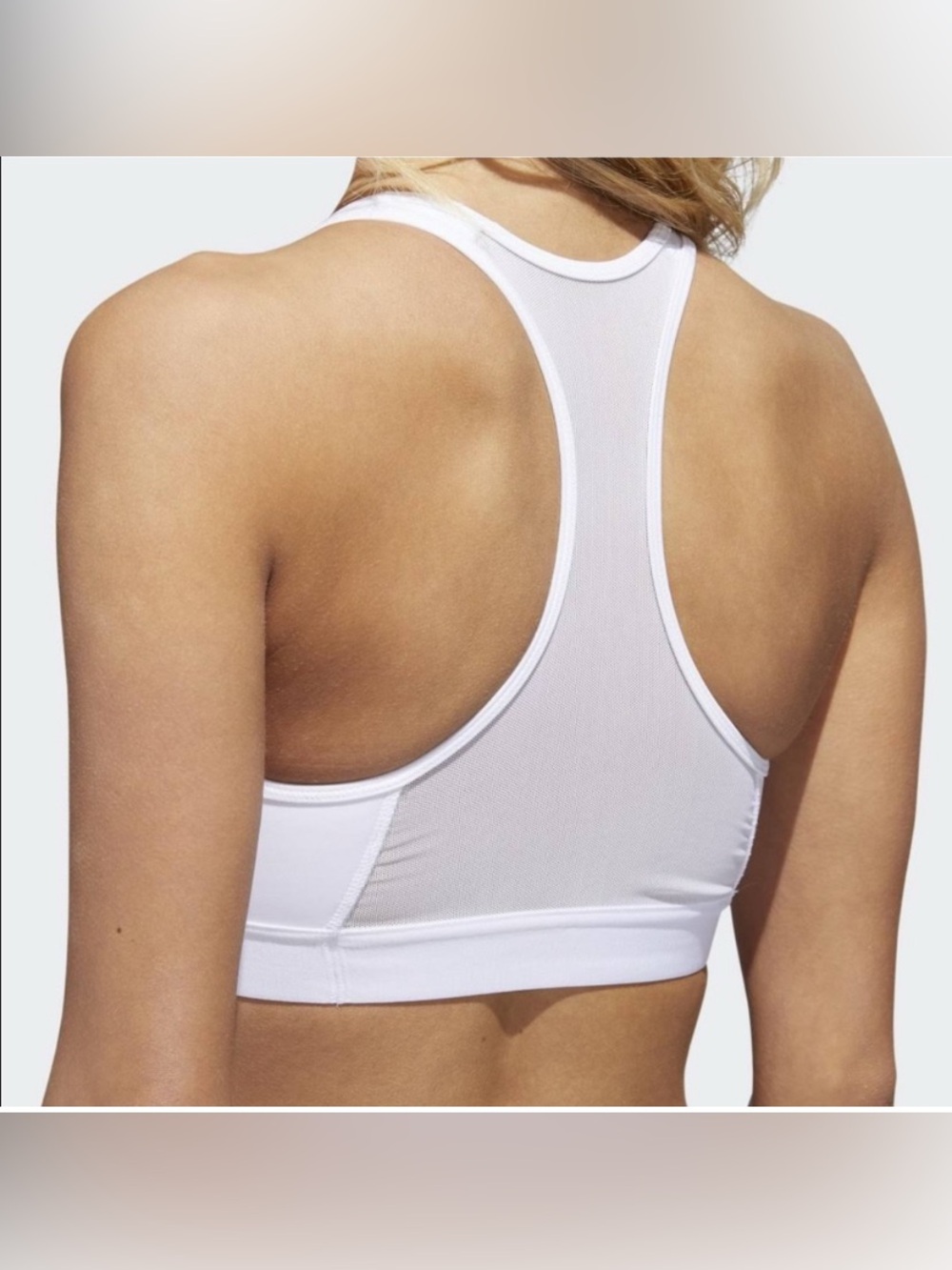 adidas White Racerback Sports Bra with Black Logo NWT - S - Picture 4 of 8